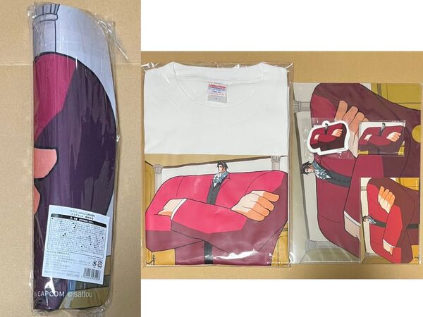 逆転裁判 sattou カプくじ 御剣怜侍 デスクマット Tシャツ ヘアクリップ クリアファイル ポストカード 缶バッジ