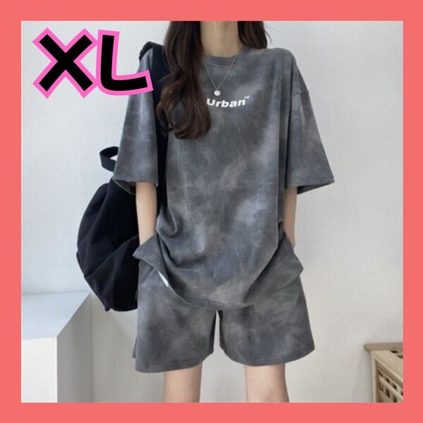 タイダイ柄 ムラ染め風 半袖Tシャツ&ショートパンツ セットアップ 夏 パジャマ ルームウェア XL