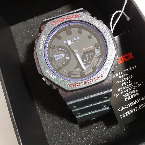 未使用 CASIO G-SHOCK カシオ Gショック マジョーラ パープル グリーン GA-2100AH-6AJF