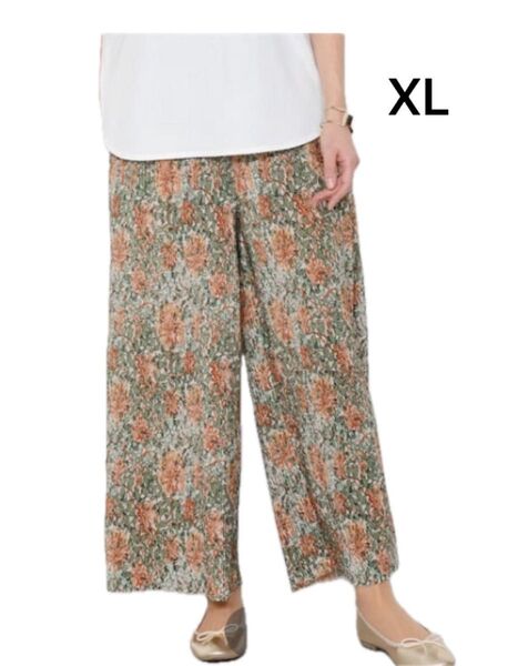 値下 ウィリアム・モリス プリーツパンツ レディスパンツ XL 新品未使用 ハニーサックス柄