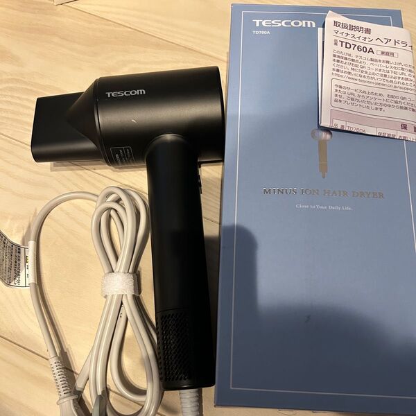 TESCOM ヘアドライヤー 2024年製 ブラック TD760a 黒 マイナスイオン