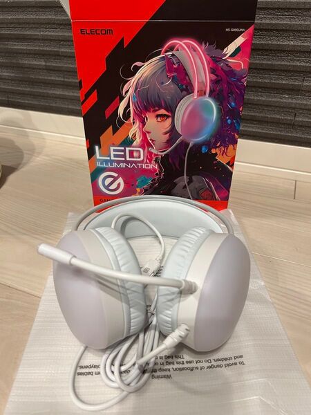 ELECOM ゲーミングヘッドセット HS-G09SUWH ホワイト LED 未使用 ヘッドフォン