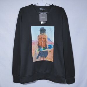 新品 トレーナー XL ガールズフォト スケボー ロゴ エンボス スウェット