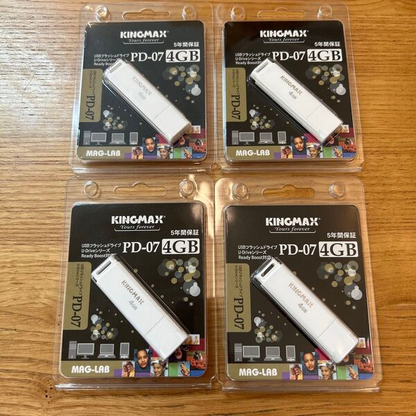 【4個セット】KINGMAX USBフラッシュドライブ PD-07 4GB