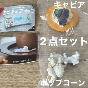 【ミニチュアねこ】キャビアねこ ポップコーンねこ 2個セット カプセルトイ