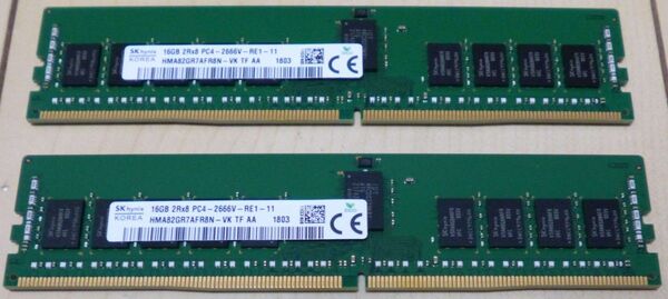 PC4-21300 DDR4-2666 ECC Registered HMA82GR7AFR8N-VK 16GB 2枚組