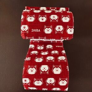 和風芝犬×レッド トイレットペーパーホルダーカバー