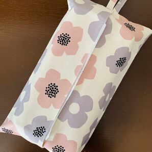 北欧風花柄×ピンクグレーコンビ ボックスティッシュケース