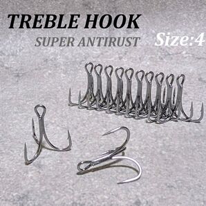 【Size:4】超防錆コーティング トレブルフックMH 40個セット トリプル