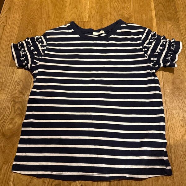 Tシャツ ボーダー ボーダーTシャツ 半袖 カットソー 130センチ ネイビーホワイト GU