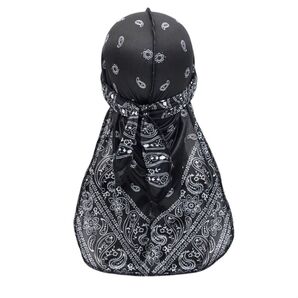 ドゥーラグ DURAG ペイズリー バンダナキャップ インナーキャップ ヘルメットインナー バンダナ ストリート系 ブラック