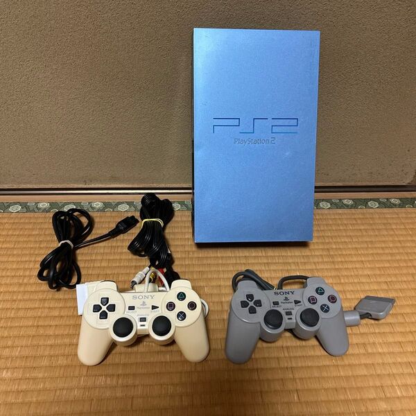 ps2本体 SCPH39000 アクアブルー コントローラー2個付き PlayStation2 PS2 プレイステーション2