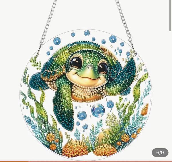 キュートな海がめさんのダイヤモンドビーズアート(完成品)