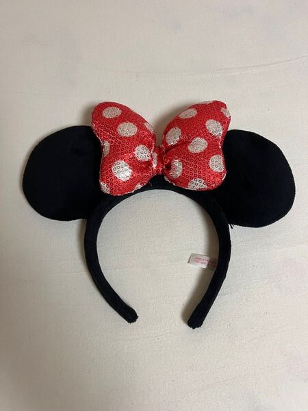 美品 ディズニー Disney カチューシャ ミニー スパンコール TDR