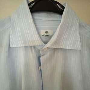 37 LUIGI BORRELLIルイジボレッリ コットンストライプドレスシャツ