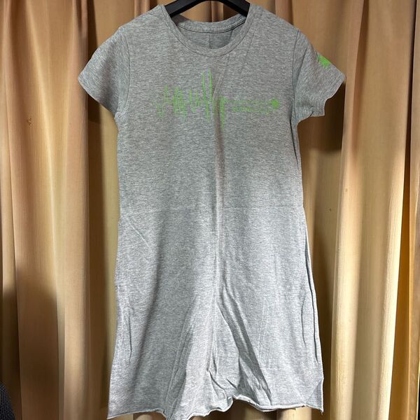 半袖 Tシャツ トップス カットソー ワンピース グレー 灰色 緑 グリーン S