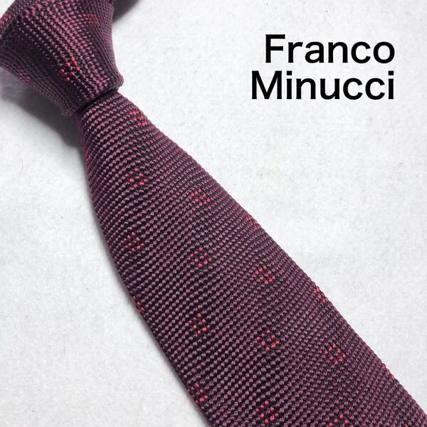 Franco Minucci★フランコミヌッチ ネクタイ トレピエゲ 小紋柄 ボルドー ビジネス