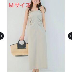 新品 ジャスグリッティー JUSGLITTY〈鹿沼さんコラボ〉ギャザー キャミワンピース ベージュ