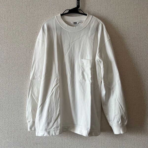 ユニクロユー クルーネックT ロンT ホワイト 長袖Tシャツ トップス