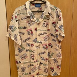 ディズニーリゾート 総柄 アロハシャツ アトラクション フード ミッキー