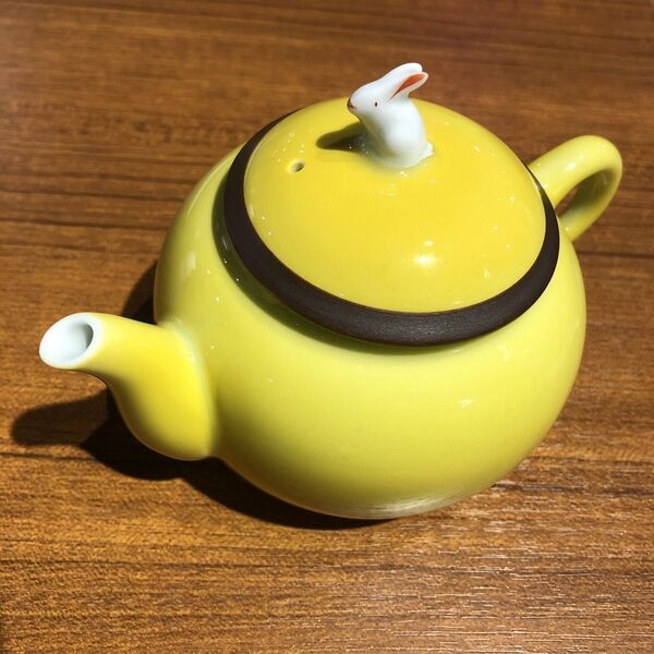 深川製磁 急須 黄地うさぎ うさぎ 煎茶 中国茶 茶器 ポット 百年庵 深川製 深川
