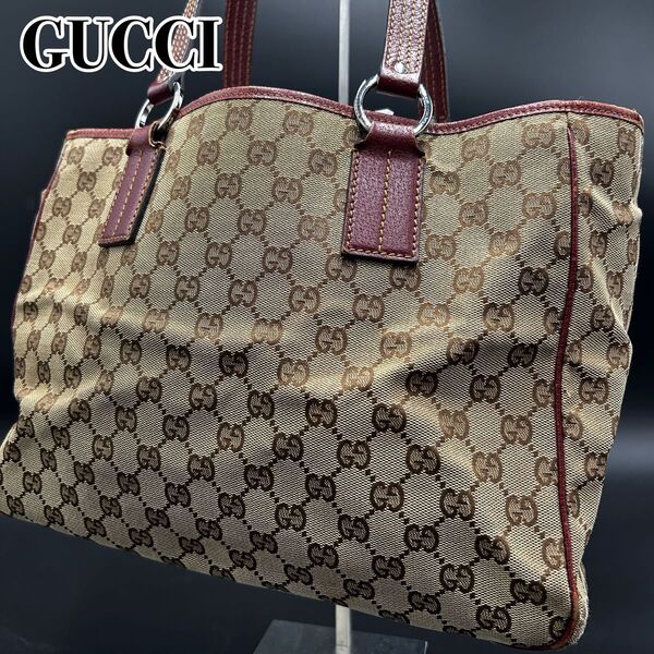 【人気商品】 GUCCI グッチ GG柄 トートバッグ 黒 キャンバス レザー A4対応 113017