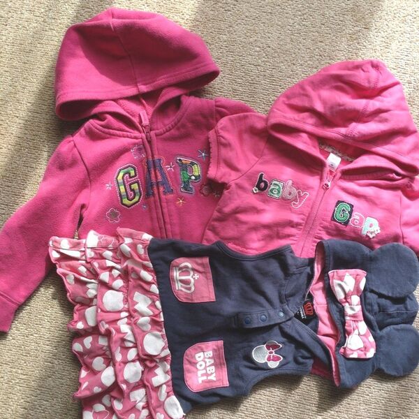 baby Gap & BABY DOLL ベビー服 3点セット 90〜95 女の子 ジップアップパーカー 子供服 ピンク