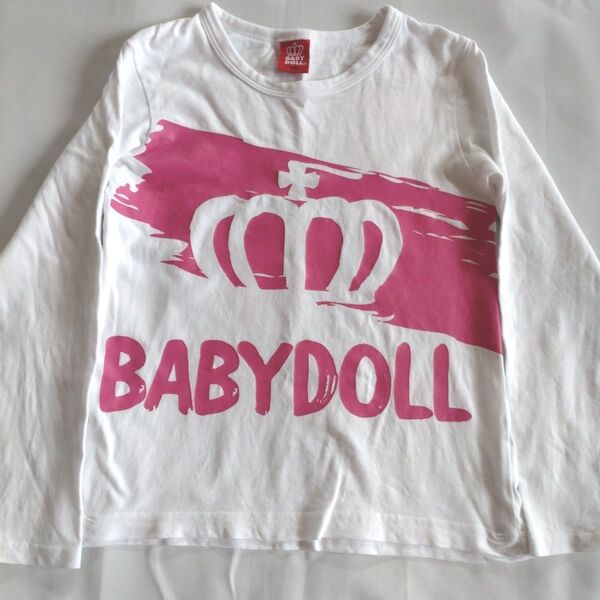BABYDOLL 長袖Tシャツ 120サイズ ホワイト/ピンク Tシャツ ジュニア