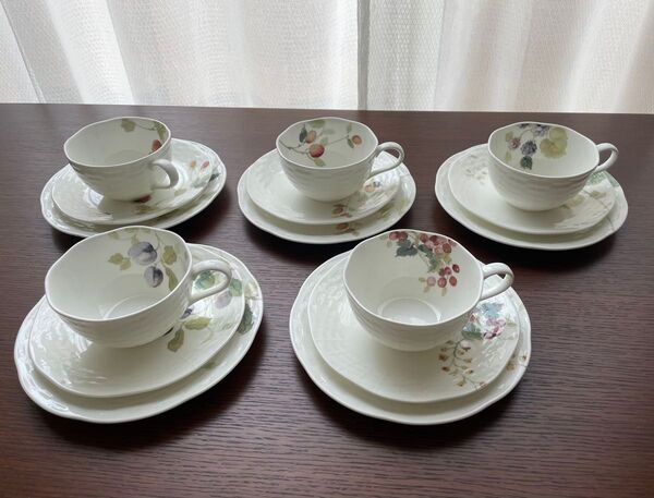 バラ売り可【ナルミルーシーガーデン】カップ&ソーサー5客・プレート5点セット ナルミ NARUMI 洋食器 カップ ソーサー