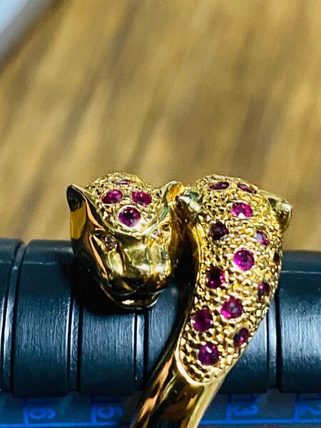 K18 金ルビー&ダイヤモンド パンサーズツインヘッド 15号 10.0g ゴールド アクセサリー