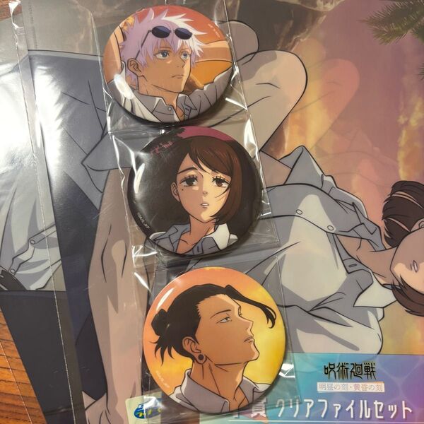 呪術廻戦 SEGA セガラッキーくじ E賞 缶バッジ F賞 クリアファイル セット 五条悟 夏油傑 家入硝子
