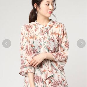 ear PAPILLONNER 極楽鳥花シャツ シアー プリント 長袖