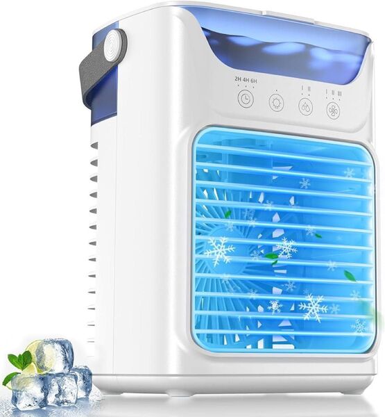 冷風機 冷風扇卓上クーラー 2025新型&超音波式噴霧&一台4役送風/冷却/加湿/スプレー熱中症と暑さ対策卓上扇風機 (ホワイト)