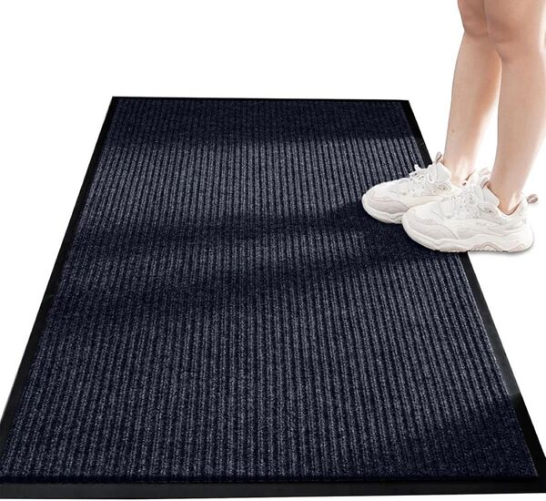 玄関マット 泥落としマット ドアマット フロアマット 吸水 丸洗い オフィス用品 家庭用 滑り止め付き(グレー,50*80 CM)