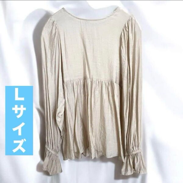 しまむら 日焼け防止 長袖 薄手 夏 ブラウス Lサイズ ベージュ 細見え 最終価格 美品 トップス お洒落 オフィス 大特価