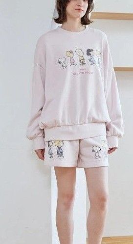 ジェラートピケ×PEANUTS 裏毛プルオーバーショートパンツセット