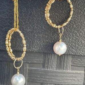 週末限定価格!使い方色々!照り最強アコヤ真珠(輝夜) フリーリング&チャーム セット約8.0mm真珠科学研究所