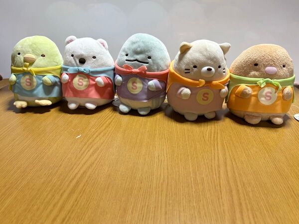 【新品・タグ付き】すみっコぐらし ヒーローごっこ ぬいぐるみ 5種コンプリートセット しろくま ねこ ぺんぎん? とかげ とんかつ