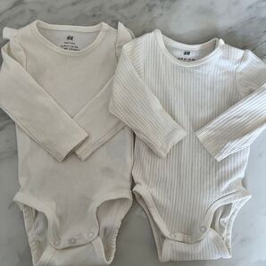 H&M エイチアンドエム ボディスーツ 2-4m 2枚セット ホワイト