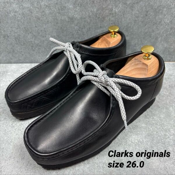 clarks originals wallabee ワラビー レザー 26 黒 革靴 ブラック 黒 レザーシューズ
