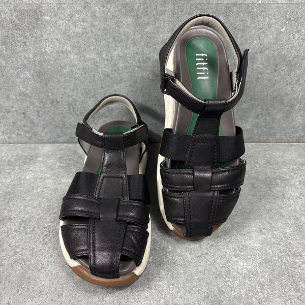フィットフィット fitfit レザーグルカサンダル ブラック M 23.5