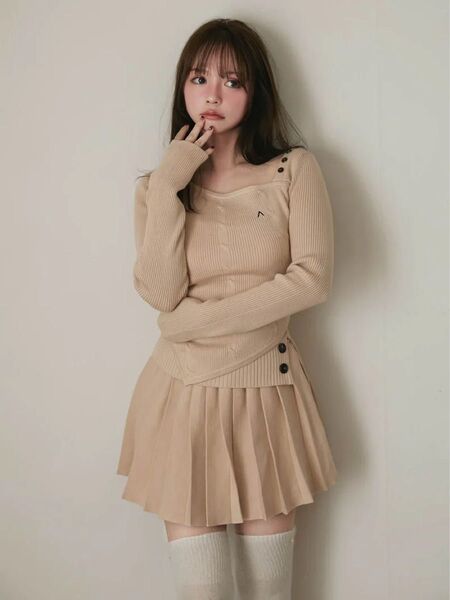 Jody pleats knit set up Andmary アンドマリー beige