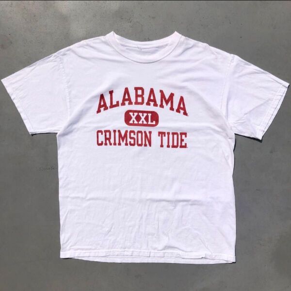 海外 USA 古着 一点物 グッドデザイン ALABAMA CRIMSON TIDE Tシャツ Lサイズ相当 ホワイト 白色