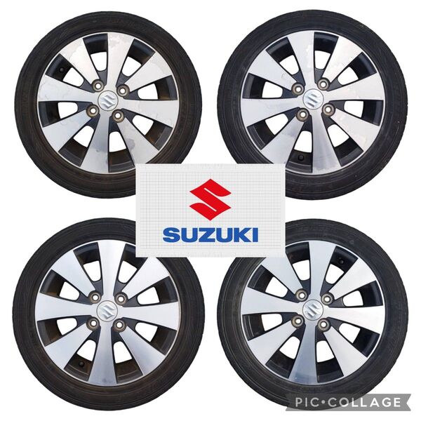 スズキ ワゴンR(CBA−MH22S)スティングレー純正14インチアルミホイールとサマータイヤ(DUNLOPタイヤ)の4本セット