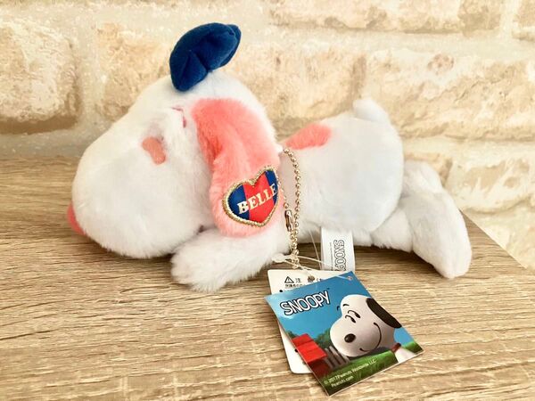 タグ付き非売品 スヌーピー ベル ぬいぐるみキーホルダー マスコット SNOOPY ピンク BELLE ネイビー