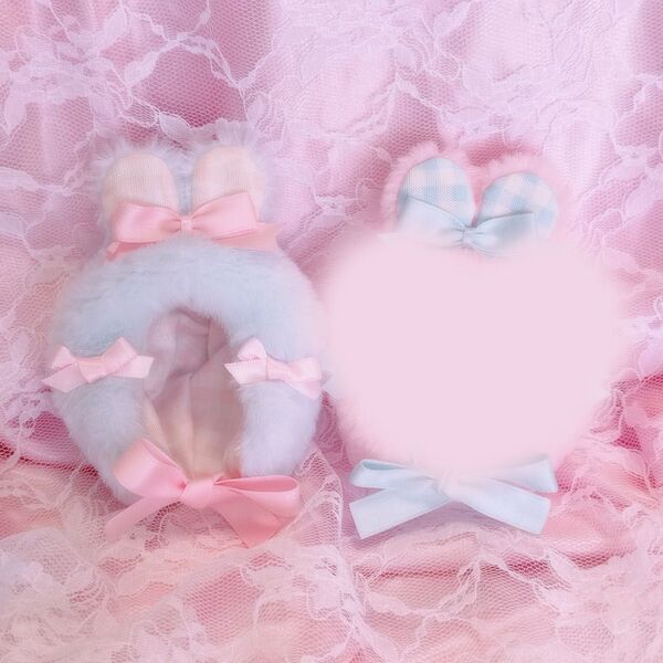PyonPyon usachan ぬい服 被り物 着ぐるみ にじぱぺっと おまんじゅう 10cm lightblue×pink
