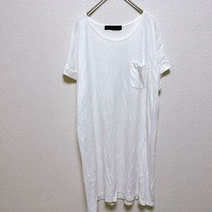 しまむら 白Tシャツ シンプル 無地 ポケット付き 半袖 ロングシャツ インナー M