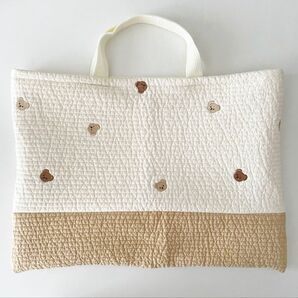 【刺繍くま】入園入学レッスンバッグ
