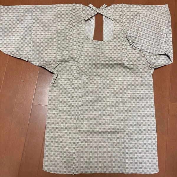 割烹着 グレー 格子柄