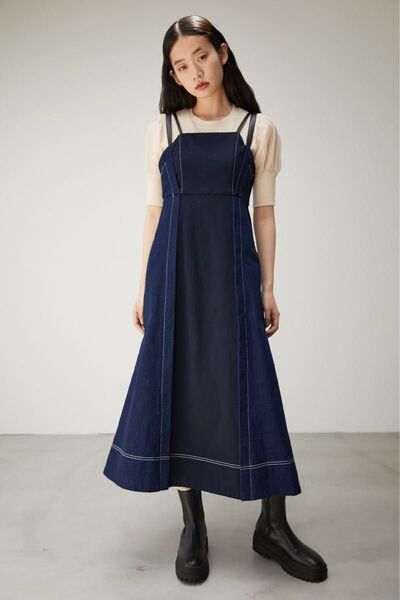 美品 アズールバイマウジー デニムコンビキャミワンピース S ワンピース デニム